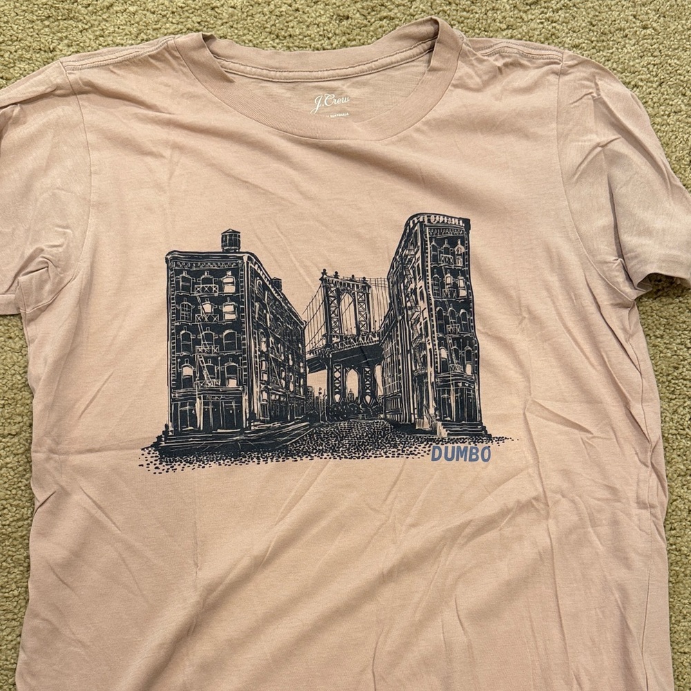 J. Crew Pink T-Shirt with Dumbo Bridge Graphic